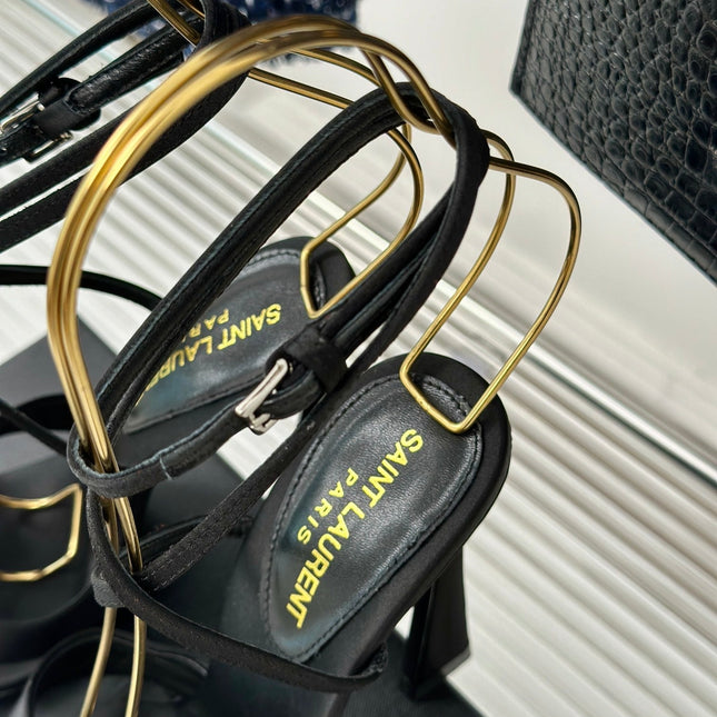 SL CORINNE SANDALS BLACK SATIN CREPE