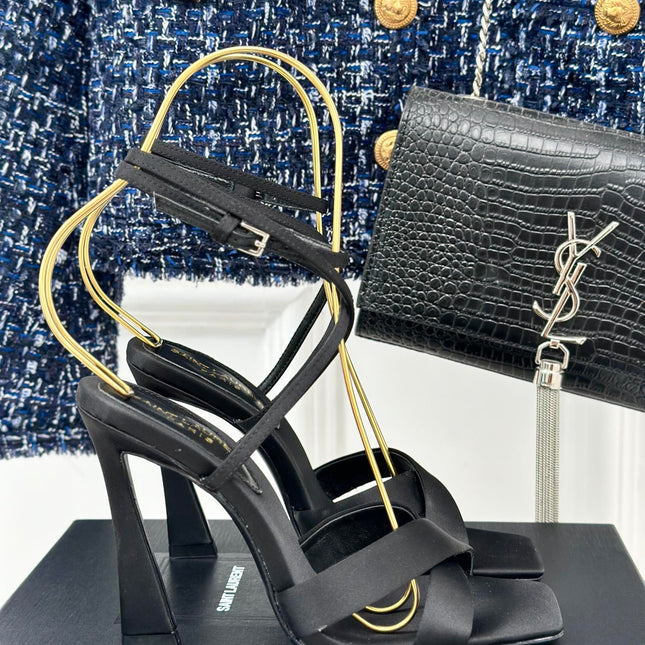 SL CORINNE SANDALS BLACK SATIN CREPE