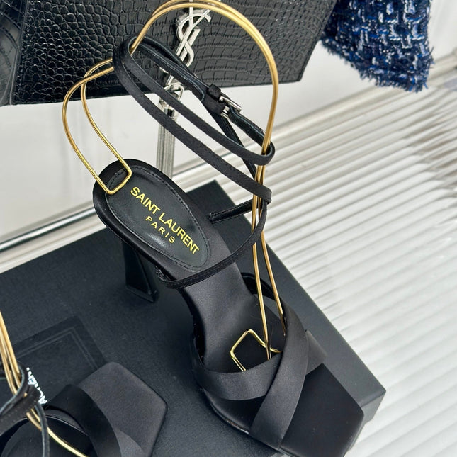 SL CORINNE SANDALS BLACK SATIN CREPE