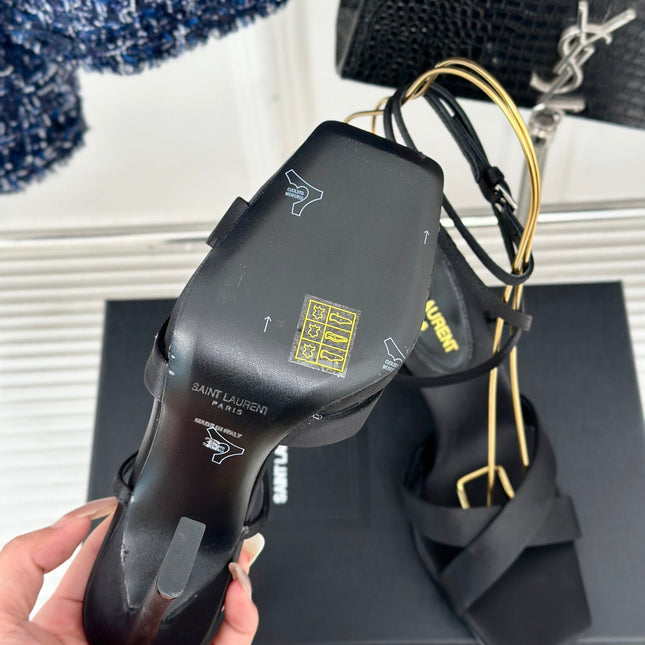 SL CORINNE SANDALS BLACK SATIN CREPE