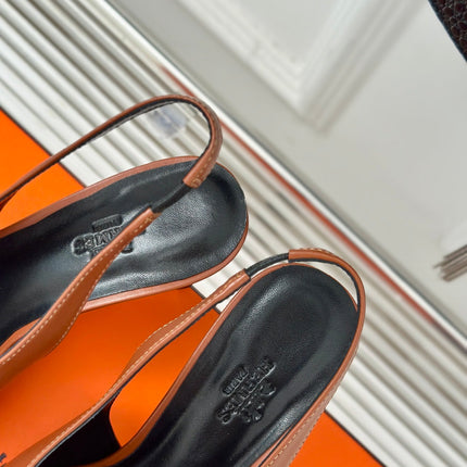 HIGH HEEL 75 MM POINTED- TOE SANDAL IN BRONZE BROWN CALFSKIN