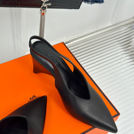 HIGH HEEL 75 MM POINTED- TOE SANDAL IN BLACK CALFSKIN