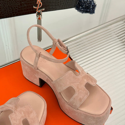 HM 25S JAM 30 HIGH-HEEL SANDAL IN PEACH PINK SUEDE