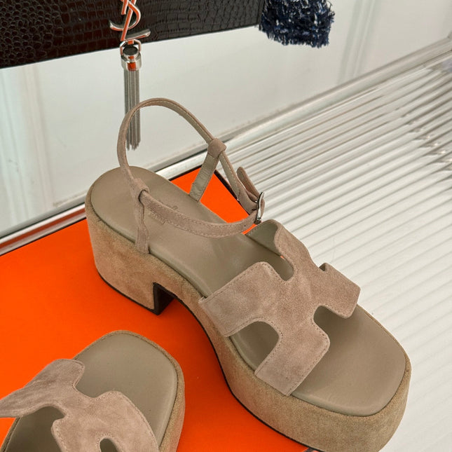 HM 25S JAM 30 HIGH-HEEL SANDAL IN TERRACOTTA BEIGE SUEDE