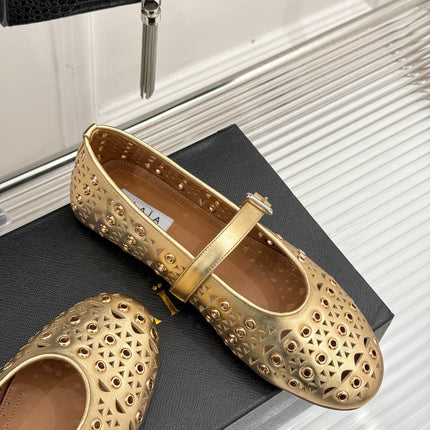 MARY JANE IN METALLIC GOLD CALFSKIN
