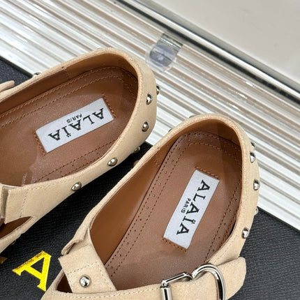 CROSSED STRAP BALLET FLATS IN TUSCAN BEIGE SUEDE