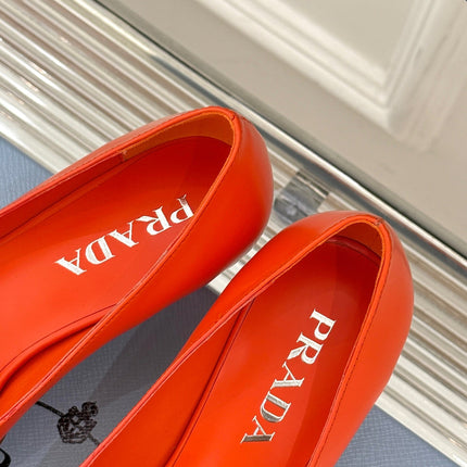 KITTEN HEEL PUMPS IN BROWN MIX ORANGE CALFSKIN