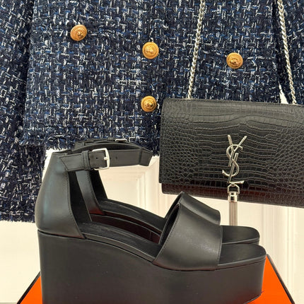 ILLUSION 35 SANDAL IN BLACK CALFSKIN