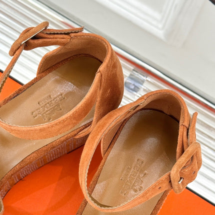 ILLUSION 35 SANDAL IN VIVID ORANGE SUEDE WITH RHINESTONE DETAILS