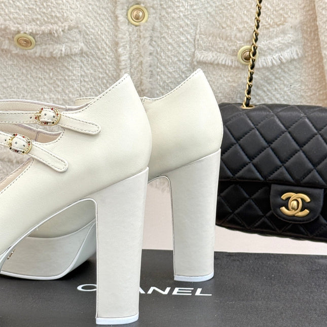 FLATFORM SANDAL 110 MM IN WHITE CALFSKIN