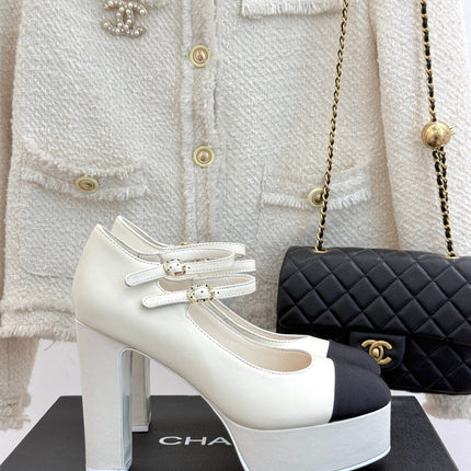 FLATFORM SANDAL 110 MM IN WHITE CALFSKIN