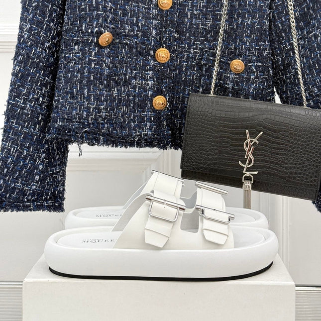 HYBRID SLIDE TWO STRAPS IN WHITE CALFSKIN