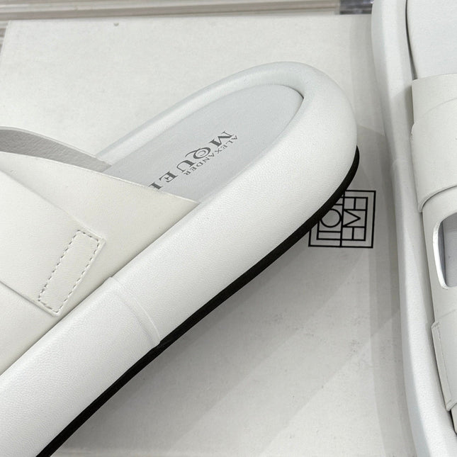 HYBRID SLIDE TWO STRAPS IN WHITE CALFSKIN