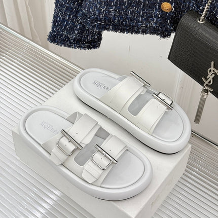 HYBRID SLIDE TWO STRAPS IN WHITE CALFSKIN