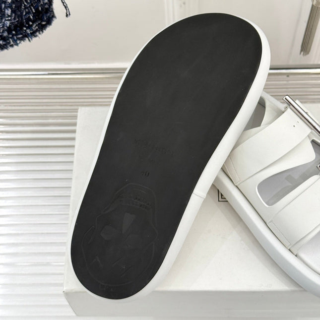 HYBRID SLIDE TWO STRAPS IN WHITE CALFSKIN