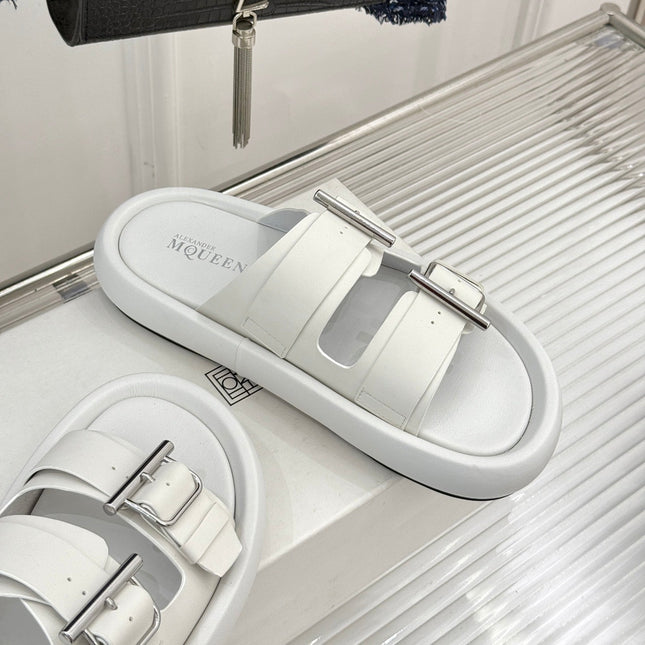 HYBRID SLIDE TWO STRAPS IN WHITE CALFSKIN