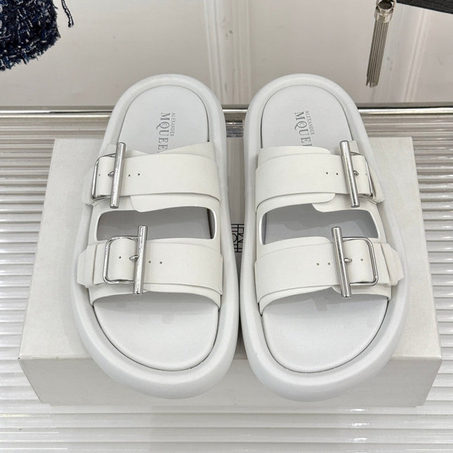 HYBRID SLIDE TWO STRAPS IN WHITE CALFSKIN