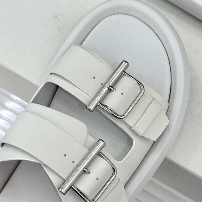 HYBRID SLIDE TWO STRAPS IN WHITE CALFSKIN