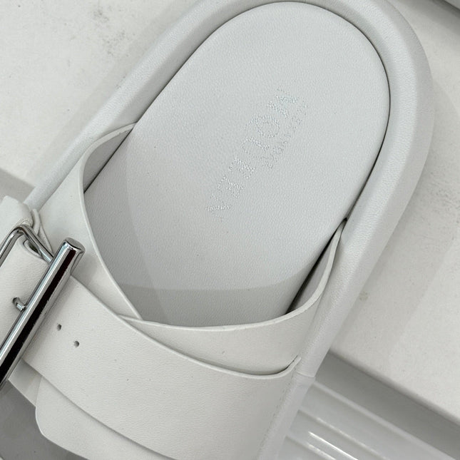 HYBRID SLIDE TWO STRAPS IN WHITE CALFSKIN