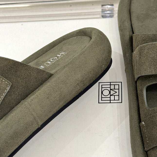 HYBRID SLIDE TWO STRAPS IN ARMY GREEN SUEDE