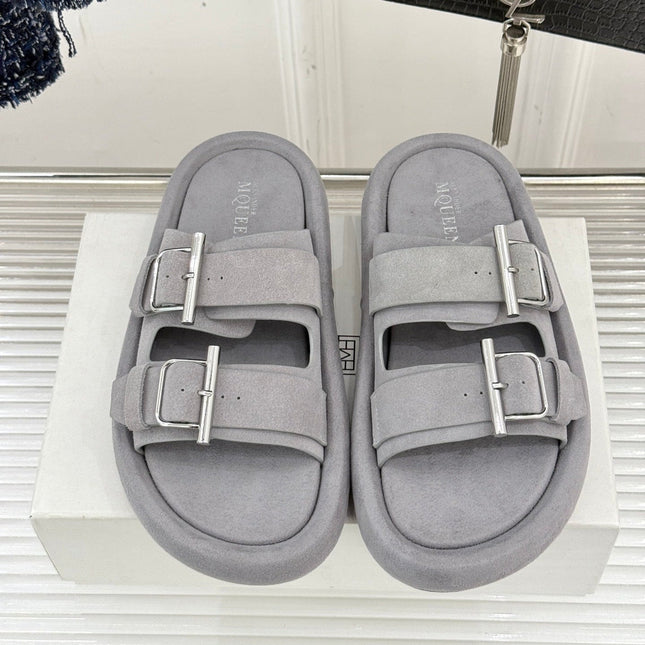 HYBRID SLIDE TWO STRAPS IN GREY SUEDE