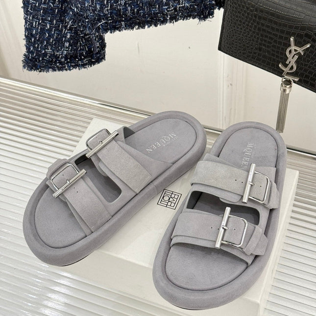 HYBRID SLIDE TWO STRAPS IN GREY SUEDE