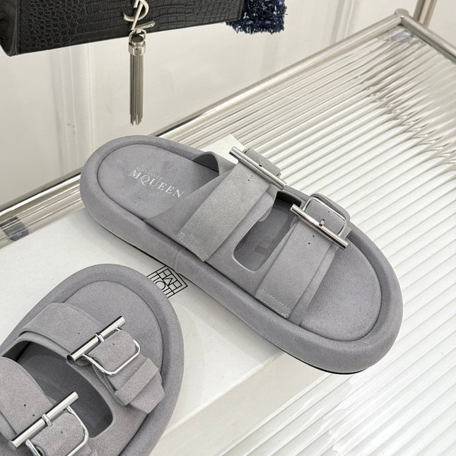 HYBRID SLIDE TWO STRAPS IN GREY SUEDE