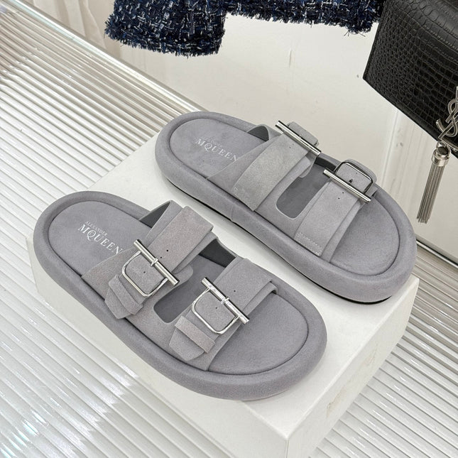 HYBRID SLIDE TWO STRAPS IN GREY SUEDE