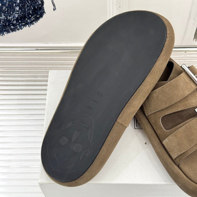 HYBRID SLIDE TWO STRAPS IN BROWN SUEDE