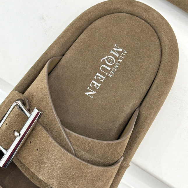 HYBRID SLIDE TWO STRAPS IN BROWN SUEDE