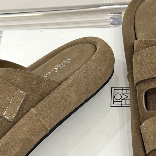 HYBRID SLIDE TWO STRAPS IN BROWN SUEDE