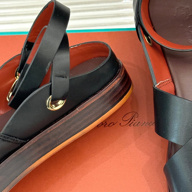 SANDALS THICK SOLE CROSS STRAP IN WHITE AND BROWN CALFSKIN