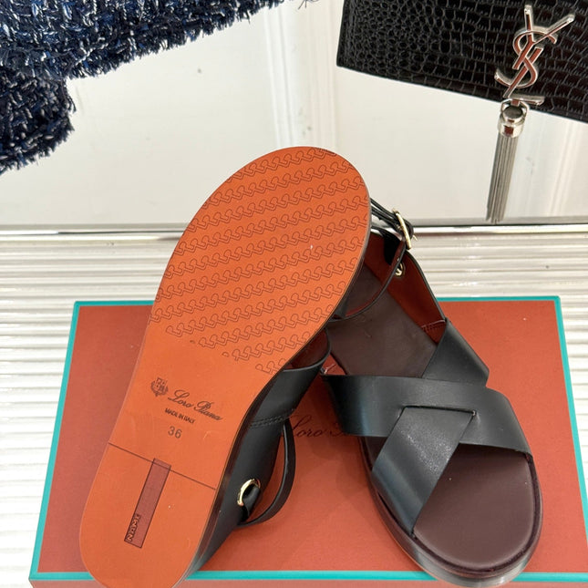 SANDALS THICK SOLE CROSS STRAP IN WHITE AND BROWN CALFSKIN