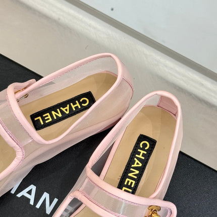 FLAT SHOES IN PINK MESH AND BLACK LAMBSKIN