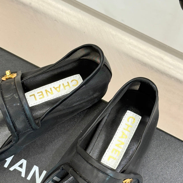 FLAT SHOES IN BLACK MESH MIX LAMBSKIN