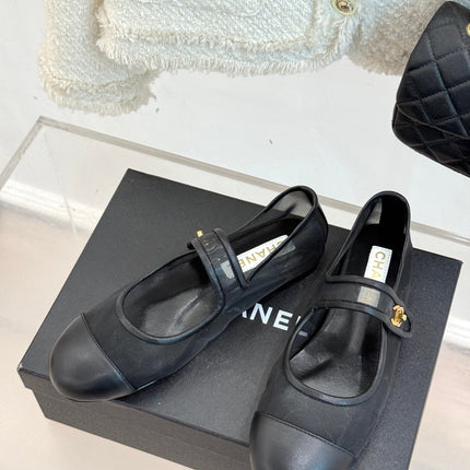 FLAT SHOES IN BLACK MESH MIX LAMBSKIN