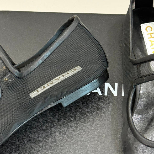 FLAT SHOES IN BLACK MESH MIX LAMBSKIN