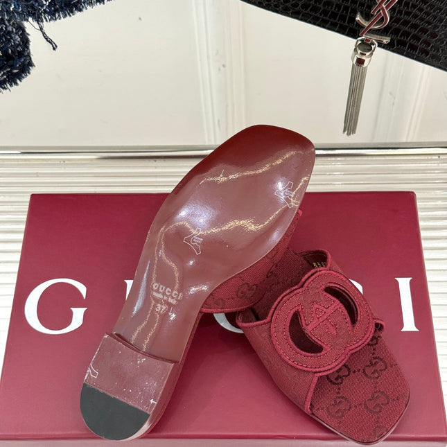 SLIDE SANDALS IN RED FABRIC EMBOSSED LOGO STYLE 4