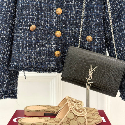 SLIDE SANDALS IN DARK BEIGE FABRIC EMBOSSED LOGO STYLE 3