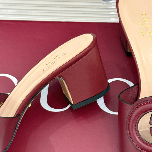 MID-HEEL MULE IN RED CALFSKIN