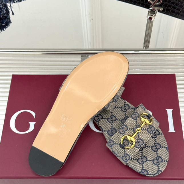 SLIDE SANDALS IN WARM BEIGE FABRIC EMBOSSED LOGO