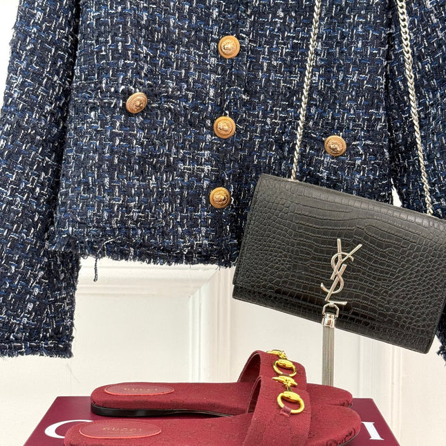 SLIDE SANDALS IN RED FABRIC EMBOSSED LOGO