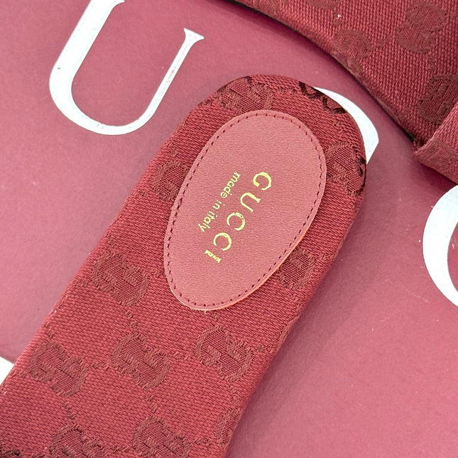 SLIDE SANDALS IN RED FABRIC EMBOSSED LOGO