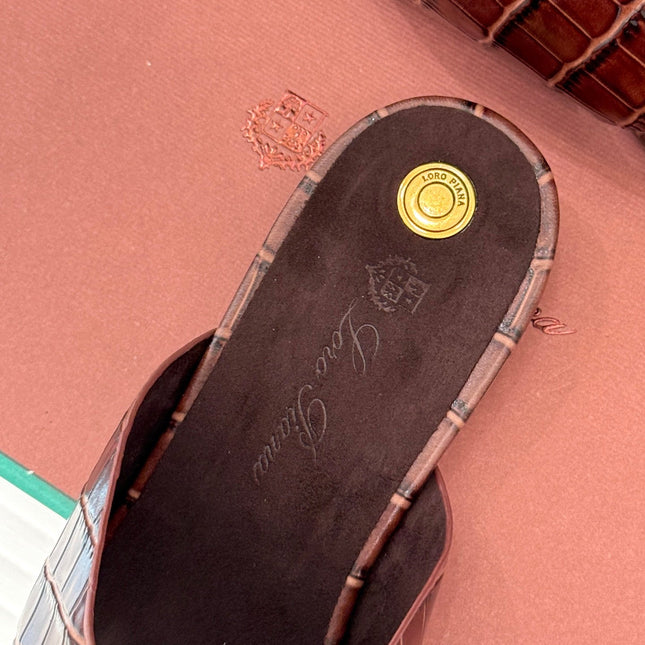 LP SANDALS 25S IN MAHOGANY RED LAMBSKIN SNAKE EMBOSSING