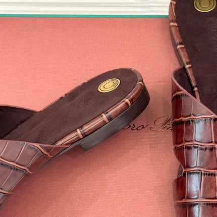 LP SANDALS 25S IN MAHOGANY RED LAMBSKIN SNAKE EMBOSSING