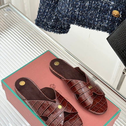 LP SANDALS 25S IN MAHOGANY RED LAMBSKIN SNAKE EMBOSSING