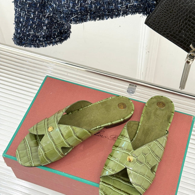 LP SANDALS 25S IN MOSS GREEN LAMBSKIN SNAKE EMBOSSING