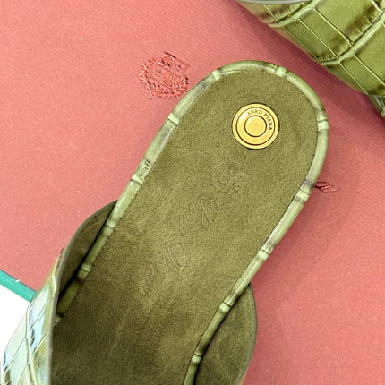 LP SANDALS 25S IN MOSS GREEN LAMBSKIN SNAKE EMBOSSING