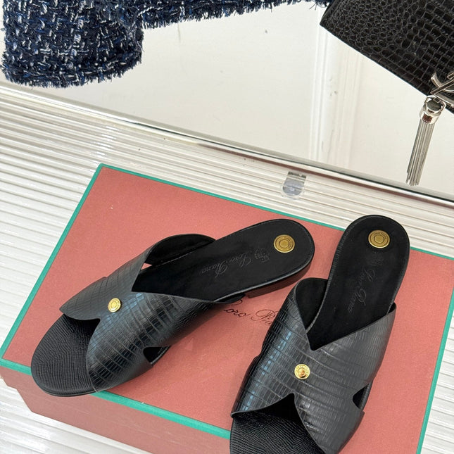 LP SANDALS 25S IN BLACK LAMBSKIN SNAKE EMBOSSING