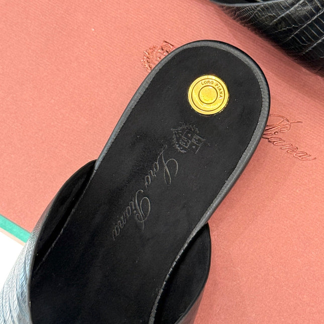 LP SANDALS 25S IN BLACK LAMBSKIN SNAKE EMBOSSING